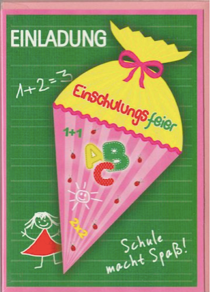 fine line cards - Einladungen Schulanfang - Pink-Grün