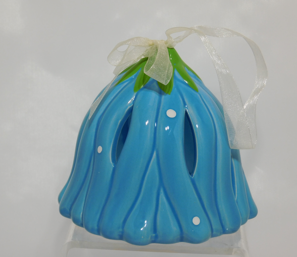 Andrea Design Keramik Blüten-Glocke 12cm - Blau geriffelt