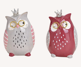 Keramik-Eule mit Brille und Krone, Material: Keramik, Maße: 14 x 9 cm, für alle Eulenliebhaber