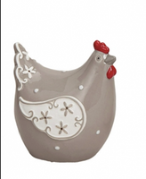Wurm Huhn aus Keramik  grau-weiß 