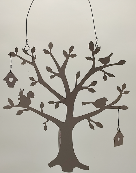Deko-Fensterhänger "Baum", Material: Metall, Farbe: grau, Maße: 25 x 26 cm,