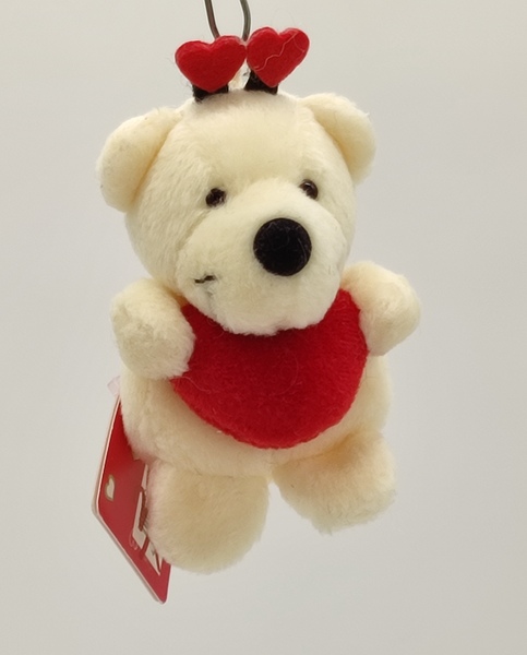 Bär mit Herz, Material: Plüsch, Farbe: beige, Maße: 10 x 5 cm, für Schlüsselring und Karabiner geeignet, aus der Nici-Kollektion