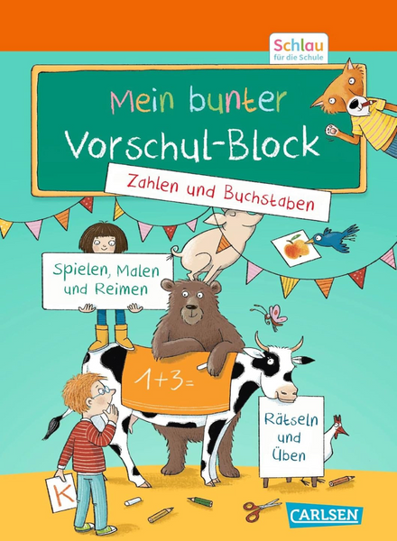 Dieser bunte Block ist randvoll mit abwechslungsreichen Aufgaben, die bei der spielerischen Annäherung an die ersten Unterrichtsthemen helfen. Dabei fördern sie die Kreativität sowie das Selbst- und Umweltbewusstsein. Mit dem Lösungsteil hinten im Block lassen sich die Ergebnisse einfach überprüfen.&nbsp;

Gegenstände zählen und erste Rechenübungen
Buchstaben schreiben, Reime und Anlaute erkennen
Formen, Farben, Umwelt und Kreativität entdecken
mit Memo-Spiel zum Ausschneiden
Ein kreativer Lernbegleiter für