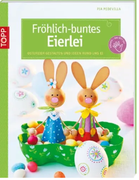 Fröhlich-buntes Eierlei. Ostereier gestalten und Ideen rund ums Ei. Von fröhlich-bunt bis edel finden Sie hier zahlreiche Vorschläge zum Gestalten von Ostereiern. Die Eier werden mit Farben und Stiften bemalt, marmoriert, umfilzt, mit Eierschalenmosaik beklebt und liebevoll mit Dekoaccessoires verziert. Außerdem sind Ideen rund ums Ei enthalten wie Eierbecher, Osterkerzen, Geschenkkörbchen und -schachteln sowie Fenster- und Türschmuck. Schon die Kleinsten können beim Basteln der Dekorationen und Geschenke m