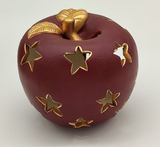Keramik-Windlicht "Weihnachtsapfel"mit Sternendekor, Material: Keramik, Maße: 12 x 11 cm, für teelichter und LED-Lichterketten geeignet