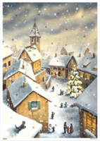 Die Illustratorin Raphaela Berendt hat für diese Adventskalender die weihnachtliche Besinnlichkeit gekonnt in Aquarell festgehalten und lässt so von weißen Weihnachten träumen. Die mit Silberglimmer veredelten Kalender sind damit stimmungsvolle Begleiter durch die Adventszeit.

Adventskalender aus Papier "Weiße Weihnacht", aufwendig koloriert, mit Glimmer, Maße: 21 x 29,7 cm, für kleine und große Advents-Freunde, auch zum Verschenken geeignet (in Folie) - Verschneites Dorf