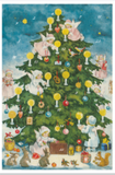 Nostalgische Adventskalender-Karten "Weihnachtsengel" mit Umschlag im C6-Format, Material: starkes Papier als Doppelkarte, Farbe: Multi Colour mit Glimmer, Maße: 17 x 11,5 cm, machen Sie Ihren Lieben, Freunden oder auch Geschäftspartnern eine Freude - Engel im Weihnachtsbaum