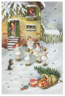 Nostalgische Adventskalender-Karten "Weihnachtsengel" mit Umschlag im C6-Format, Material: starkes Papier als Doppelkarte, Farbe: Multi Colour mit Glimmer, Maße: 17 x 11,5 cm, machen Sie Ihren Lieben, Freunden oder auch Geschäftspartnern eine Freude - Engelchor