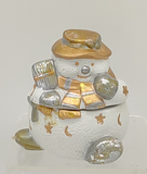 Schneemann-Dose, Material: Keramik, Farbe: weiß/ gold/ silber, Maße: 9 x 9 x 7 cm, - Motiv 2