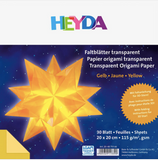 Heyda Origami Faltblätter transparent  30 Blatt , 115 g/m²,  20 x 20 cm, gelb, ideal für Fenstersterne u.a.m.