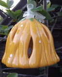 Andrea Design Blüten-Glocke, orange, Material: Keramik/glasiert, Größe: Höhe 12 cm + Aufhängung/Durchmesser 11,5 cm, zur Dekoration für Innen und Außen