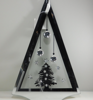Fensterbild "Weihnacht" aus Spiegelglas, in 2-D-Optik, Maße: Dreikant/ 19 x 30 cm, zum Hängen
