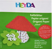 Heyda 20-48 755 49 - Origami Faltblätter Glück, 10 x 10 cm  - 80 g/m²  - beidseitig bedruckt  - sortiert  - 30 Blatt, 10 x 10 cm
