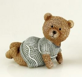 Goldbach Bärenkinder liegend, grauer Pulli,  Material: Poly, Größe: 12,5 x 9,0 cm,