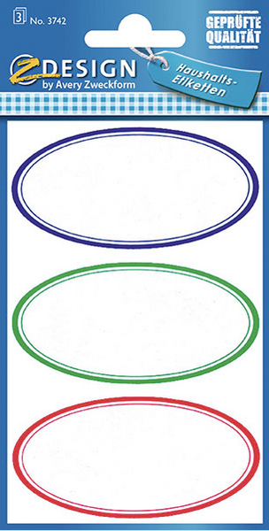 Zweckform Haushaltsetiketten "oval-bunt" 35 x 70mm