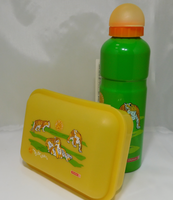 Brunnen Set aus Trinkflasche und Brotdose "Fans of Earth" Tiger
