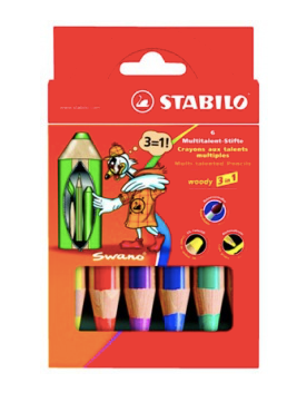 Stabilo Multitalent-Stifte Woody 3in1 - 6 Stück - 6er Pack ohne Spitzer