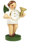 Schulte Engel -musizierend- , verschiedene Musikinstrumente, Höhe: 6,5 cm, Holz/farbig, Handbemalt, Horn, Weihnachtsdekoration ,Import